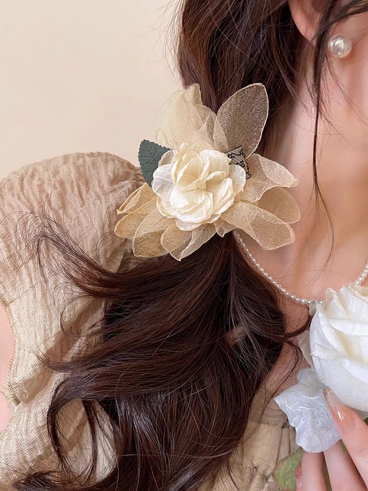 Floral Fabric Hair Claw Clip / Hair Tie