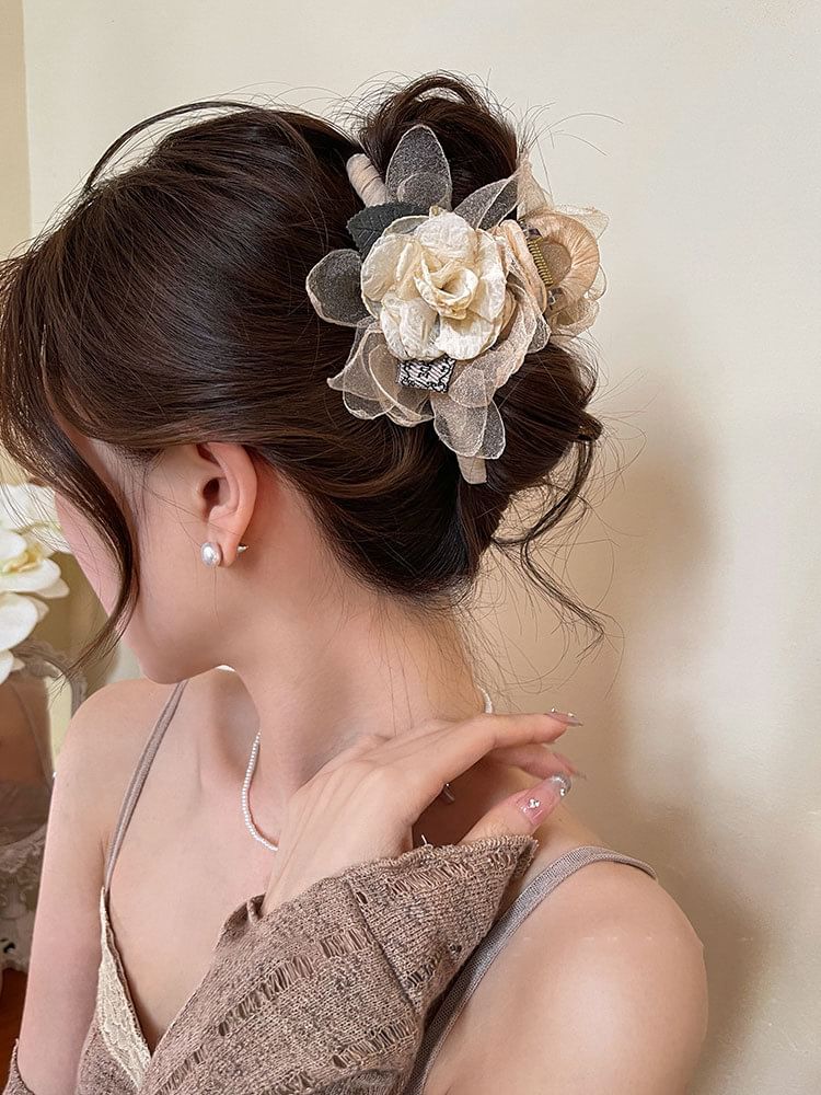 Floral Fabric Hair Claw Clip / Hair Tie