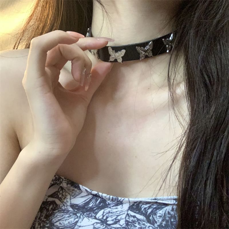 Butterfly Choker Faux Leather
