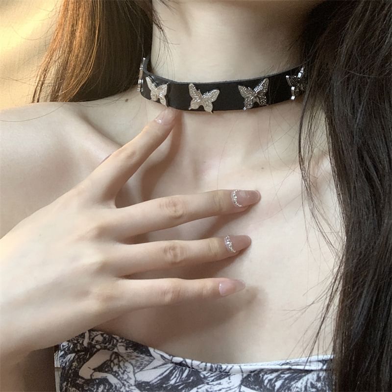 Butterfly Choker Faux Leather