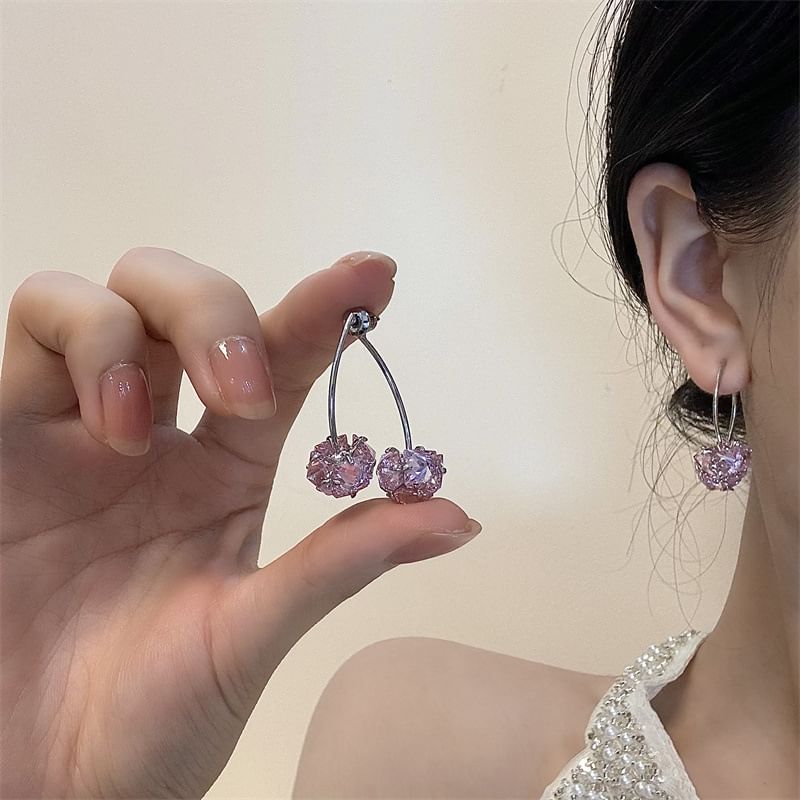Rhinestone Earring Cherry Drop