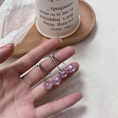 Rhinestone Earring Cherry Drop