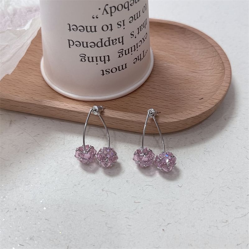 Rhinestone Earring Cherry Drop