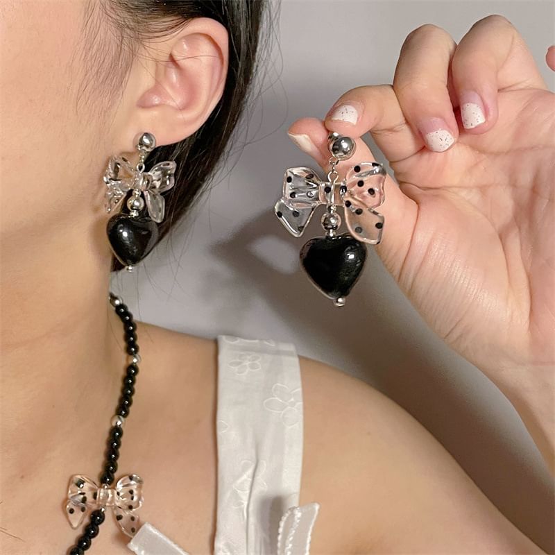 Necklace / Drop Heart Earring Accent