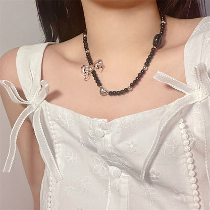 Necklace / Drop Heart Earring Accent