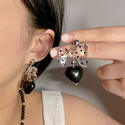 Necklace / Drop Heart Earring Accent