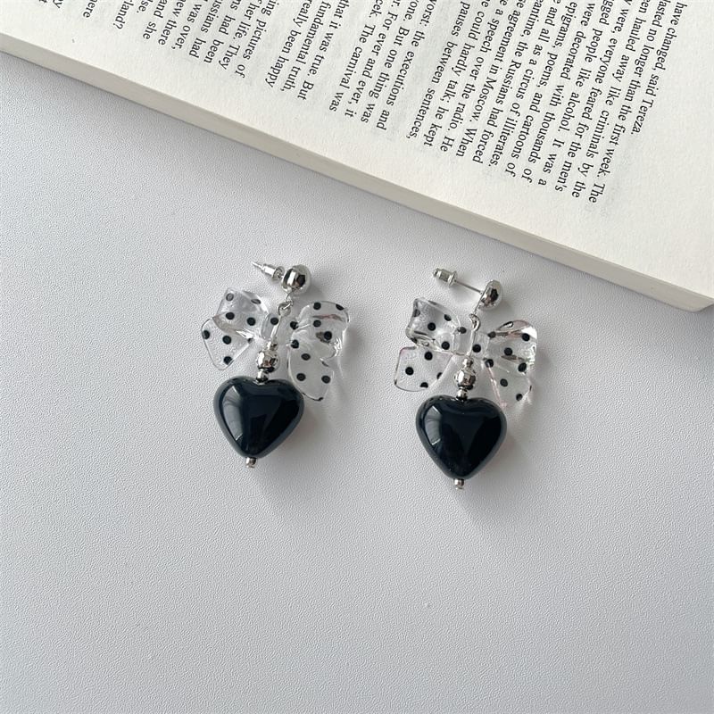 Necklace / Drop Heart Earring Accent