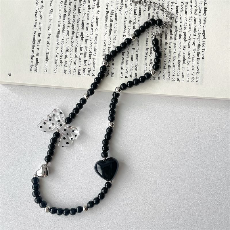 Necklace / Drop Heart Earring Accent