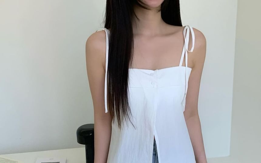 Spaghetti Strap Button Camisole Top