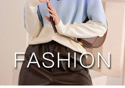 Polo Neck Color Block Sweater