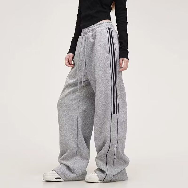 Low Rise Striped Color-Block Loose-Fit Wide-Leg Sweatpants