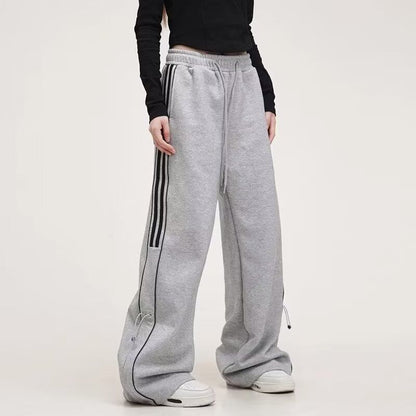 Low Rise Striped Color-Block Loose-Fit Wide-Leg Sweatpants