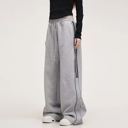 Low Rise Striped Color-Block Loose-Fit Wide-Leg Sweatpants