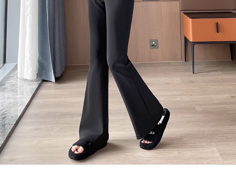 High Rise Pocket Sheath Knit Flare Slacks