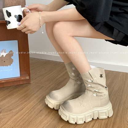 Star Cutout Platform Short Boots