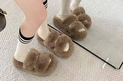 Fleece Plain Slide Sandals