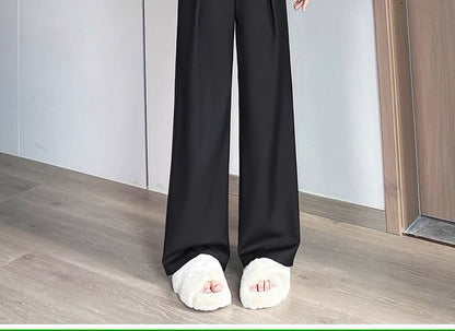 High Waist Plain Drape Wide Leg Dress Pants