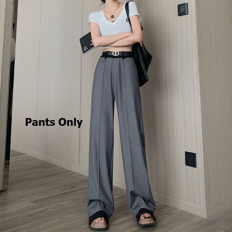 Panel High Waist Wide Leg Slacks