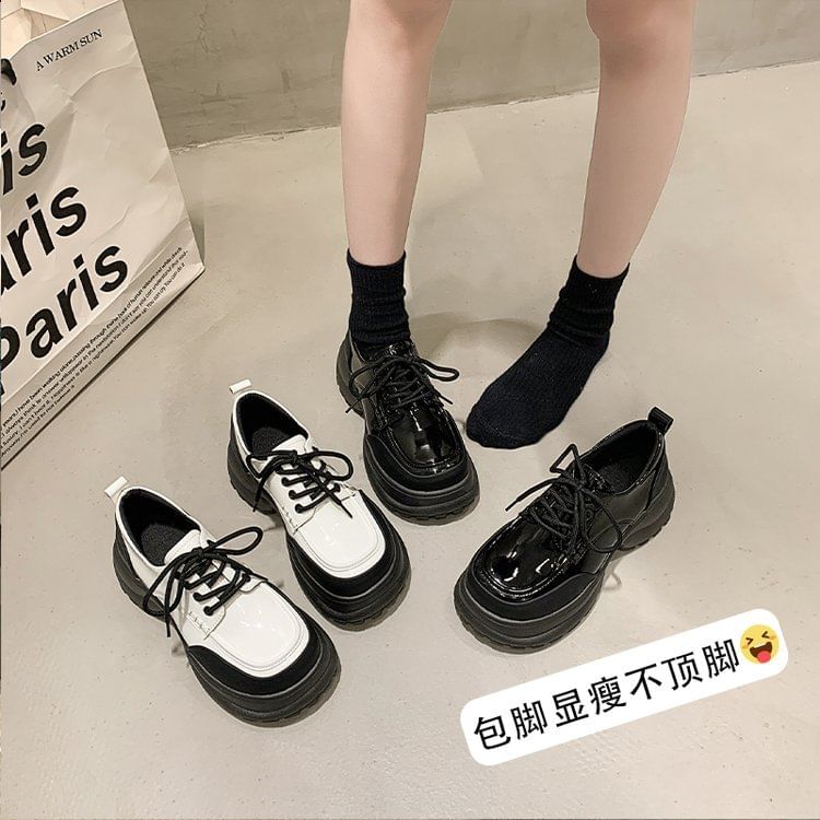 Platform Panel Lace Up Shoes