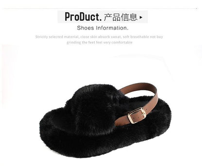 Slingback Fluffy Platform Sandals