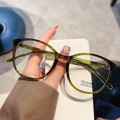 Light Glasses Round Blocking Frame Blue