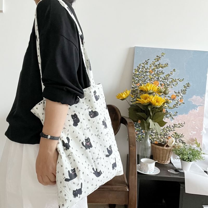 Bag Print Shopper Cat