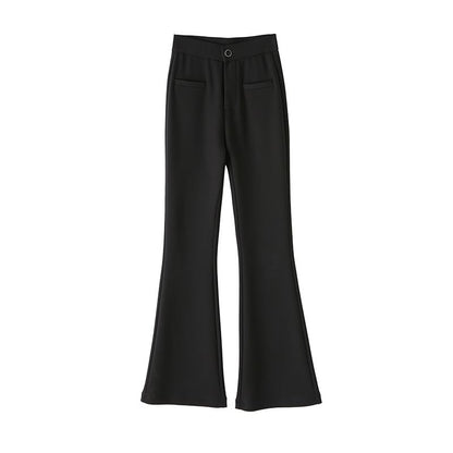 Pantalon habillé uni évasé taille haute