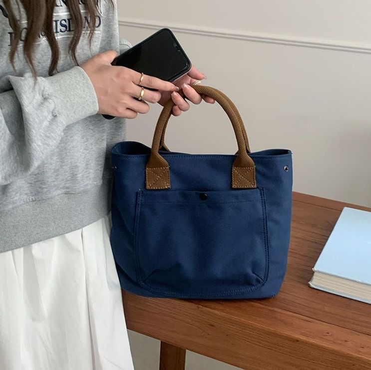 Strap Canvas Tote Contrast Bag