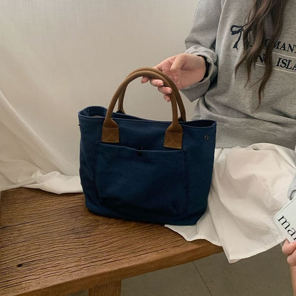 Strap Canvas Tote Contrast Bag
