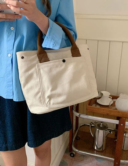 Strap Canvas Tote Contrast Bag