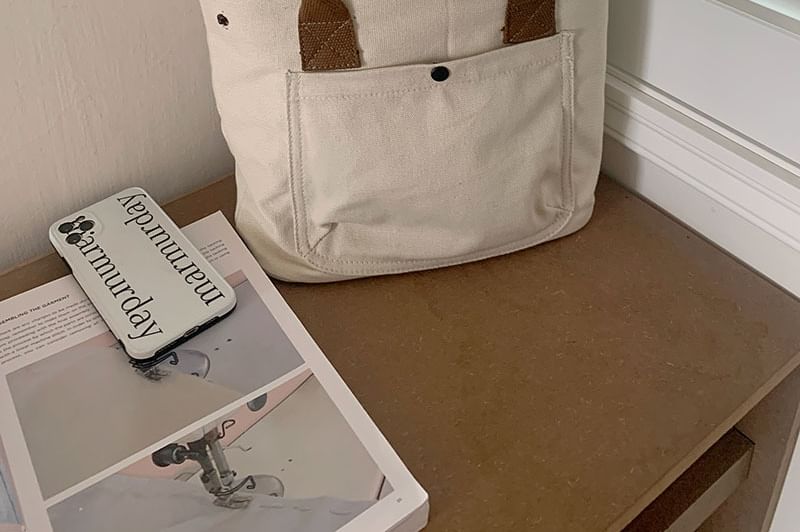 Strap Canvas Tote Contrast Bag