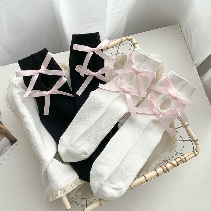 Bow Cutout Socks