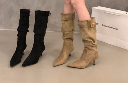 High Heel Plain Mid-Calf Boots