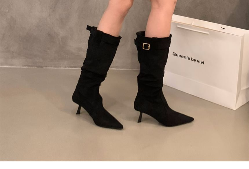 High Heel Plain Mid-Calf Boots