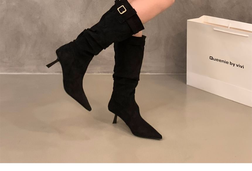 High Heel Plain Mid-Calf Boots