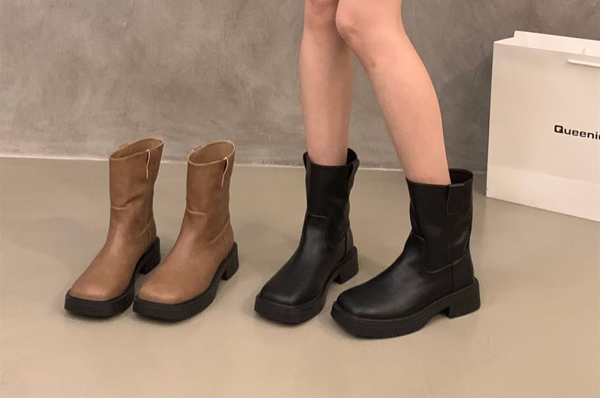 Platform Plain Short Boots