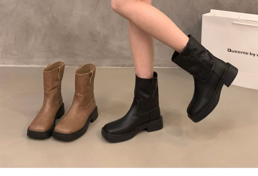 Platform Plain Short Boots