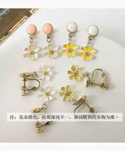 Flower Clip / Drop Earring On
