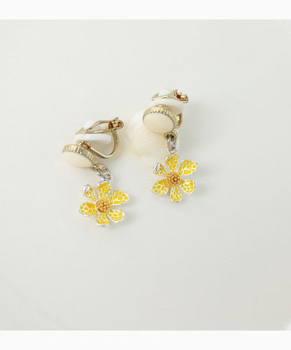 Flower Clip / Drop Earring On