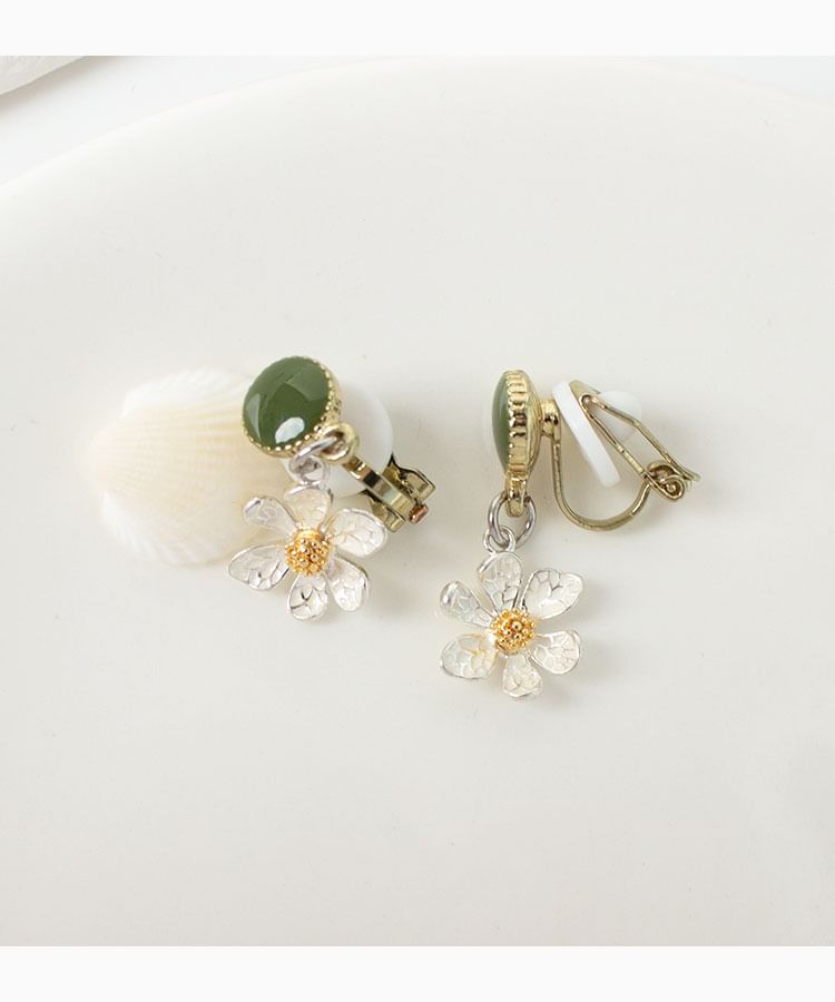 Flower Clip / Drop Earring On