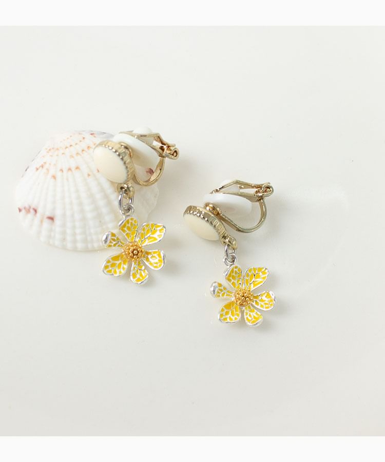 Flower Clip / Drop Earring On
