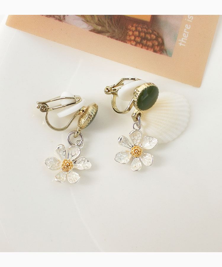 Flower Clip / Drop Earring On