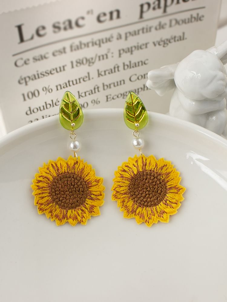 Crochet Clip-On / Drop Earring Sunflower