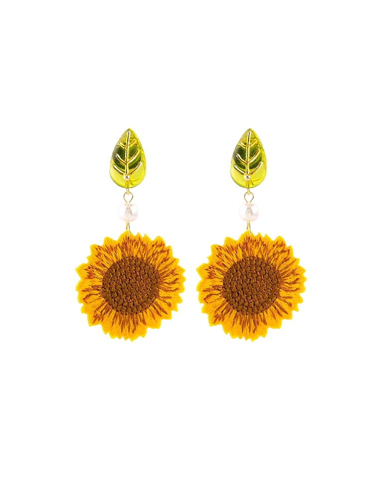 Crochet Clip-On / Drop Earring Sunflower