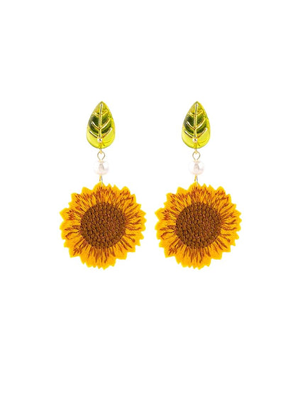 Crochet Clip-On / Drop Earring Sunflower