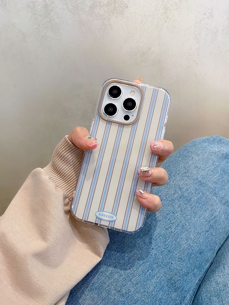 Phone Striped Faux Adhesive Bow / Case Set Decoration Pearl