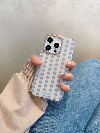 Phone Striped Faux Adhesive Bow / Case Set Decoration Pearl