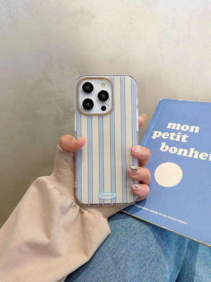 Phone Striped Faux Adhesive Bow / Case Set Decoration Pearl