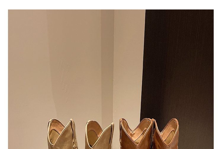 Tall Boots Leather Faux Heel Chunky