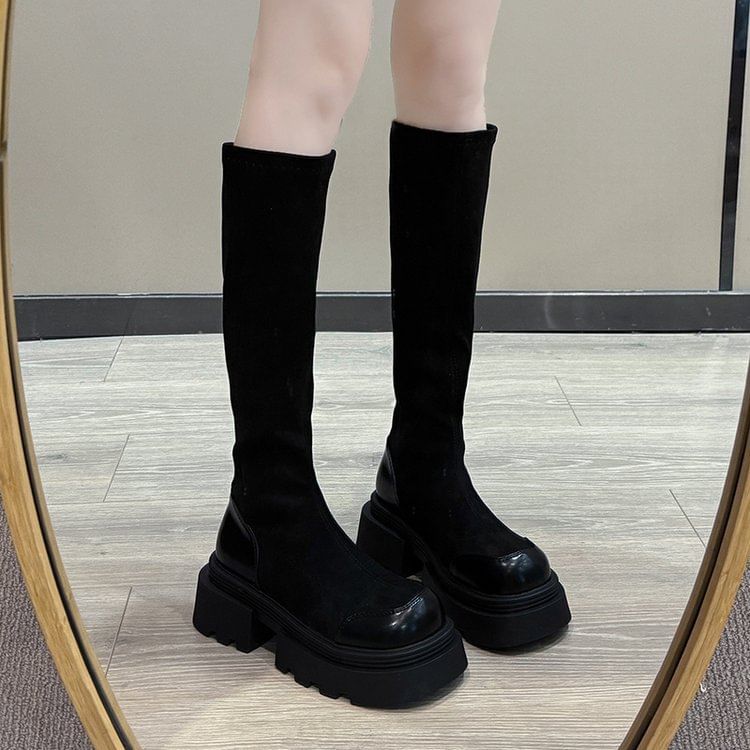 Cap Tall Boots Toe Platform